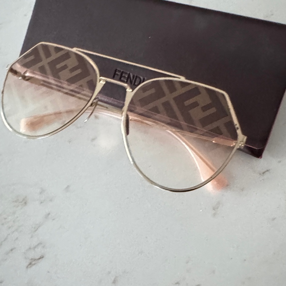Fendi  Monogram Sunglasses Eyeline Aviator Sunglasses Peach